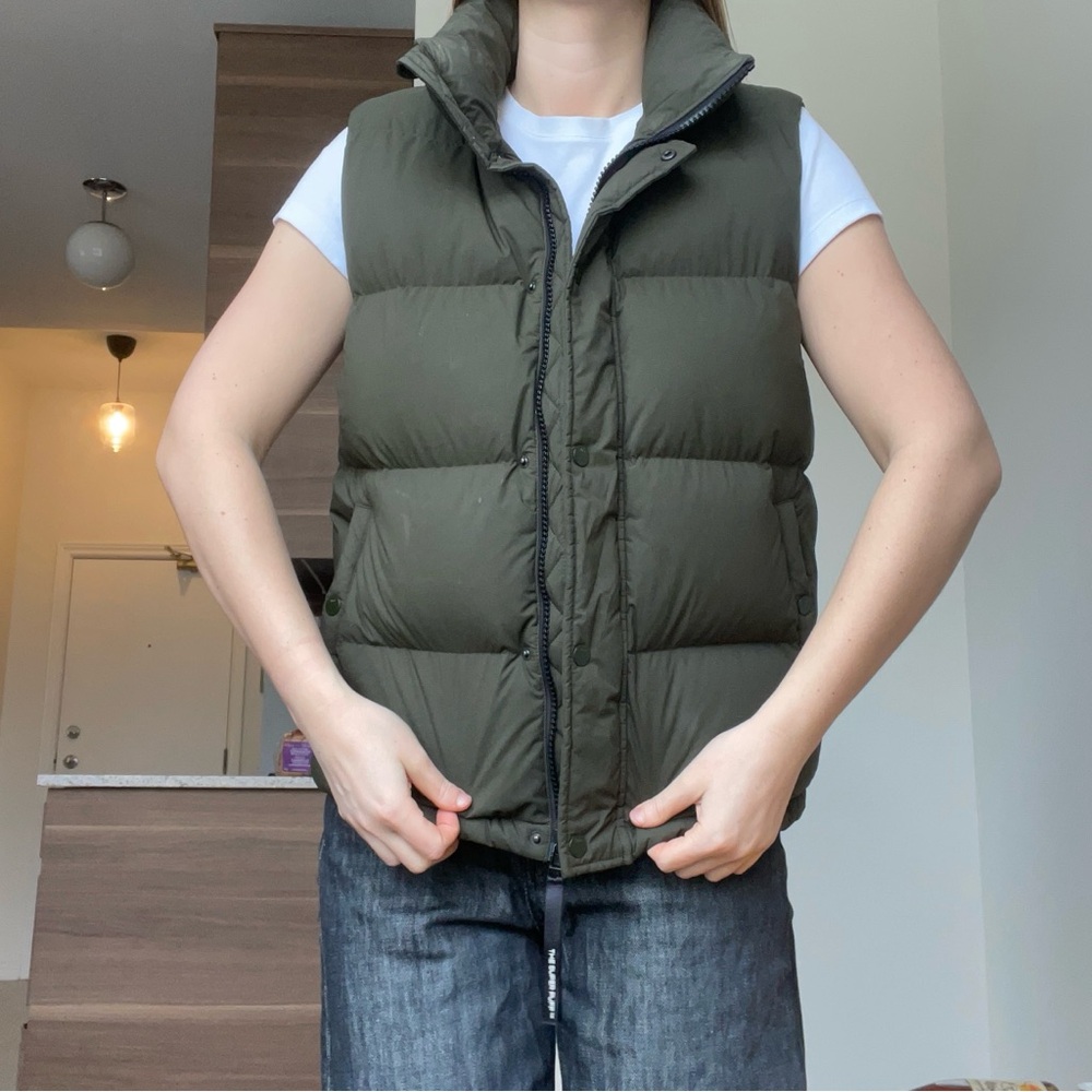 Aritzia Super Puff Vest Dark Olive